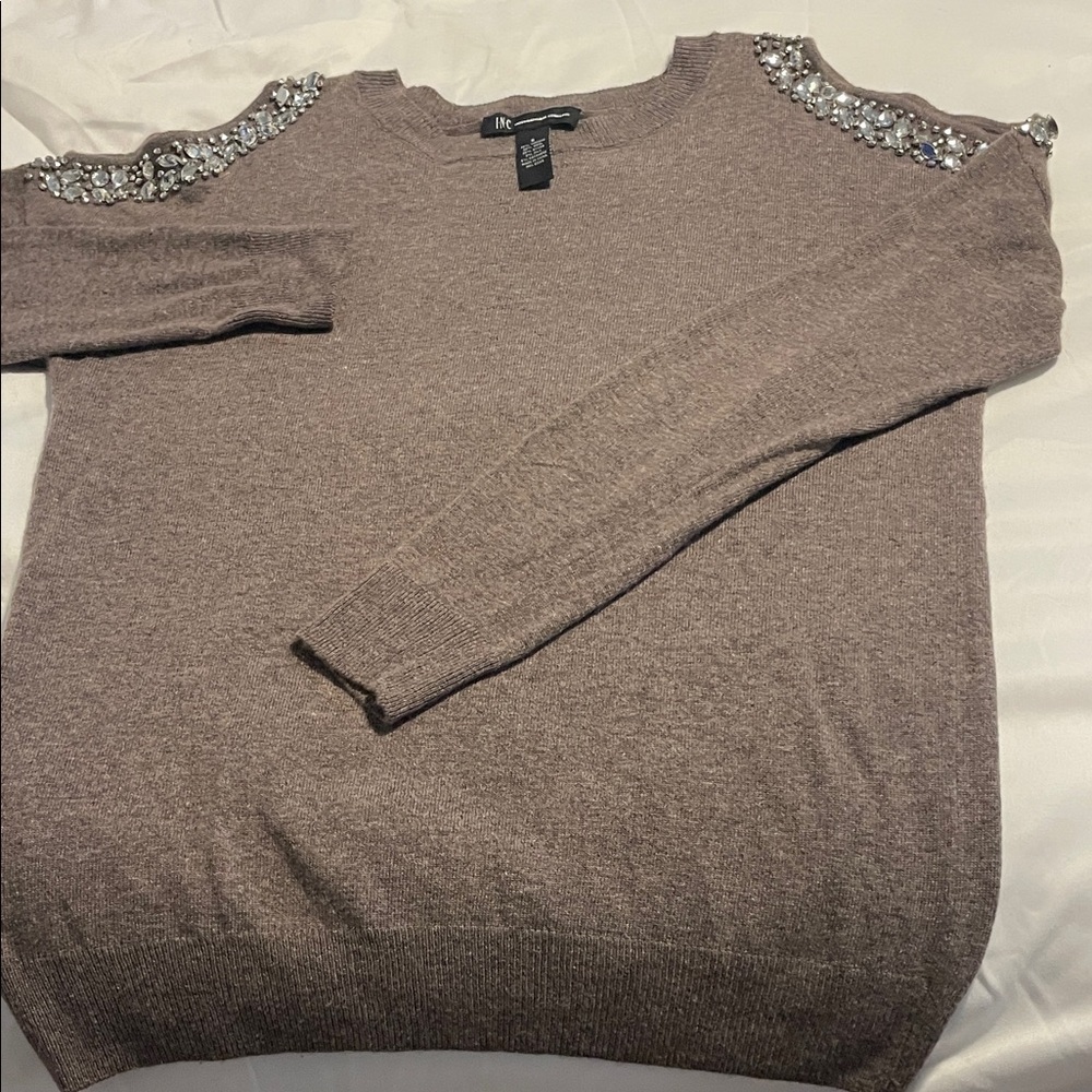 INC International Concepts cold shoulder  Sweater - Taupe